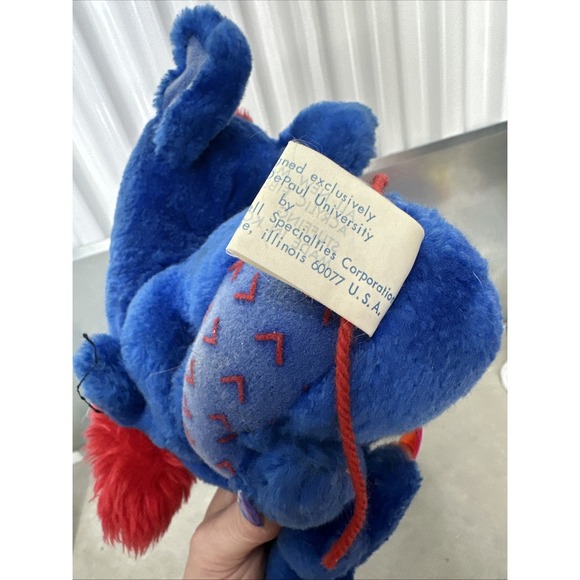 Vintage Chicago, Depaul University Demon Mascot, Plush Stuffed Animal Blue & Red - Picture 7 of 7
